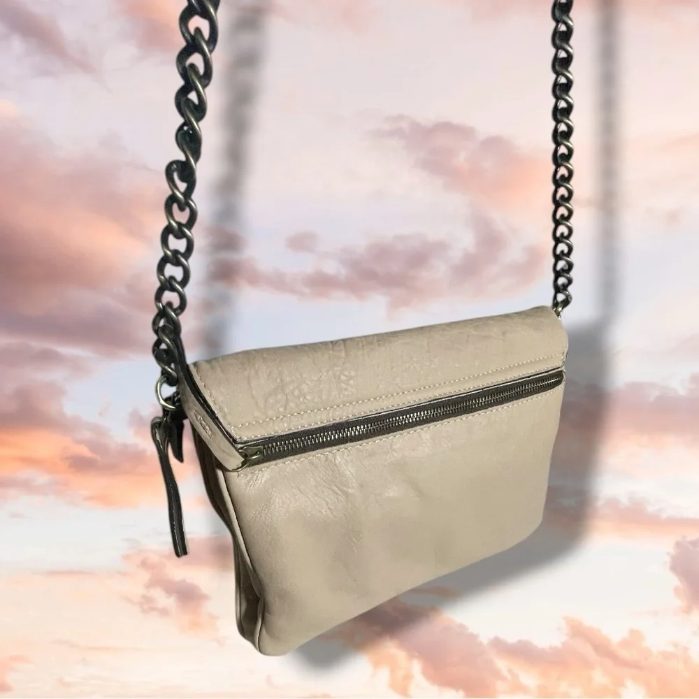 Maxon Collection Italian Napa Leather Asymmetric Flap Crossbody Bag, Cipria Pink